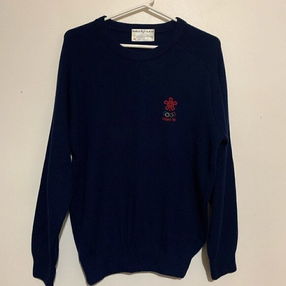 Vintage 1988 Calgary Winter Olympics Knit Sweater Canada Made Size L - Picture 2 of 5